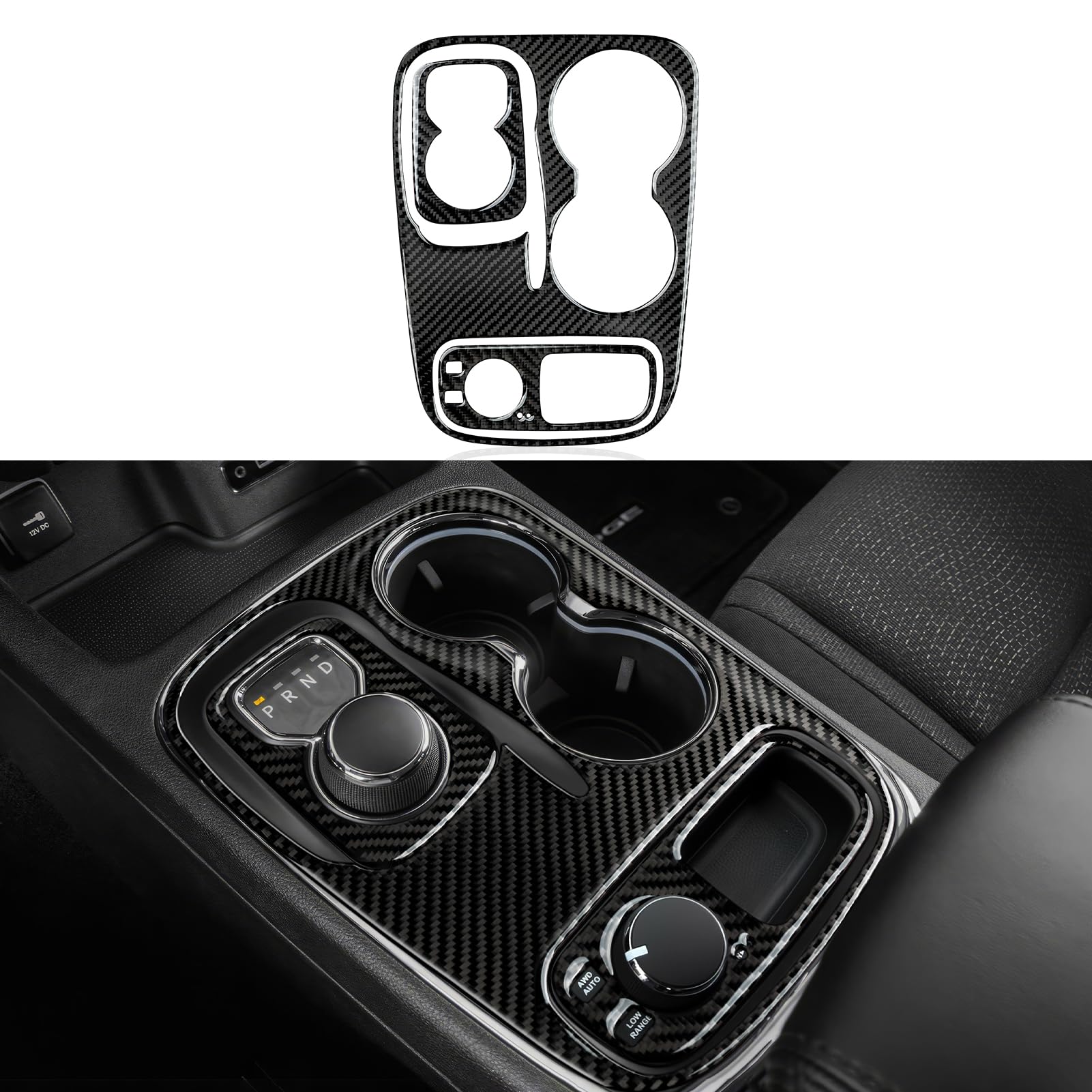 BRMYL Car Gear Shift Panel Decals for 2014 2015 2016 2017 Dodge Durango Accessories Carbon Fiber Interior Stickers, Knob Style
