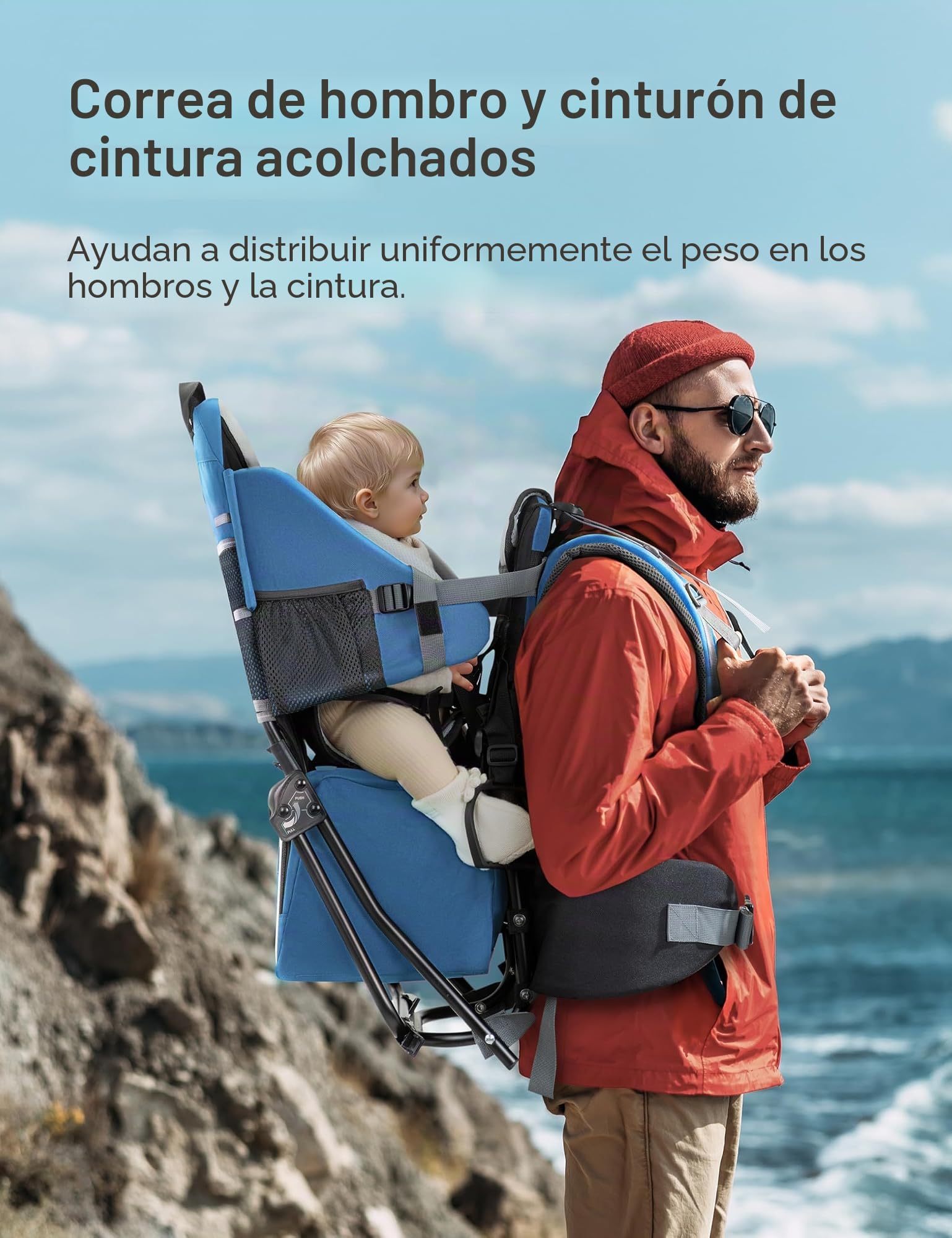 besrey Mochilas Senderismo, Mochilas Portabebés, Portador de bebé, Marsupios portabebé para Viaje Acampadacon Asiento, Azul Klevin