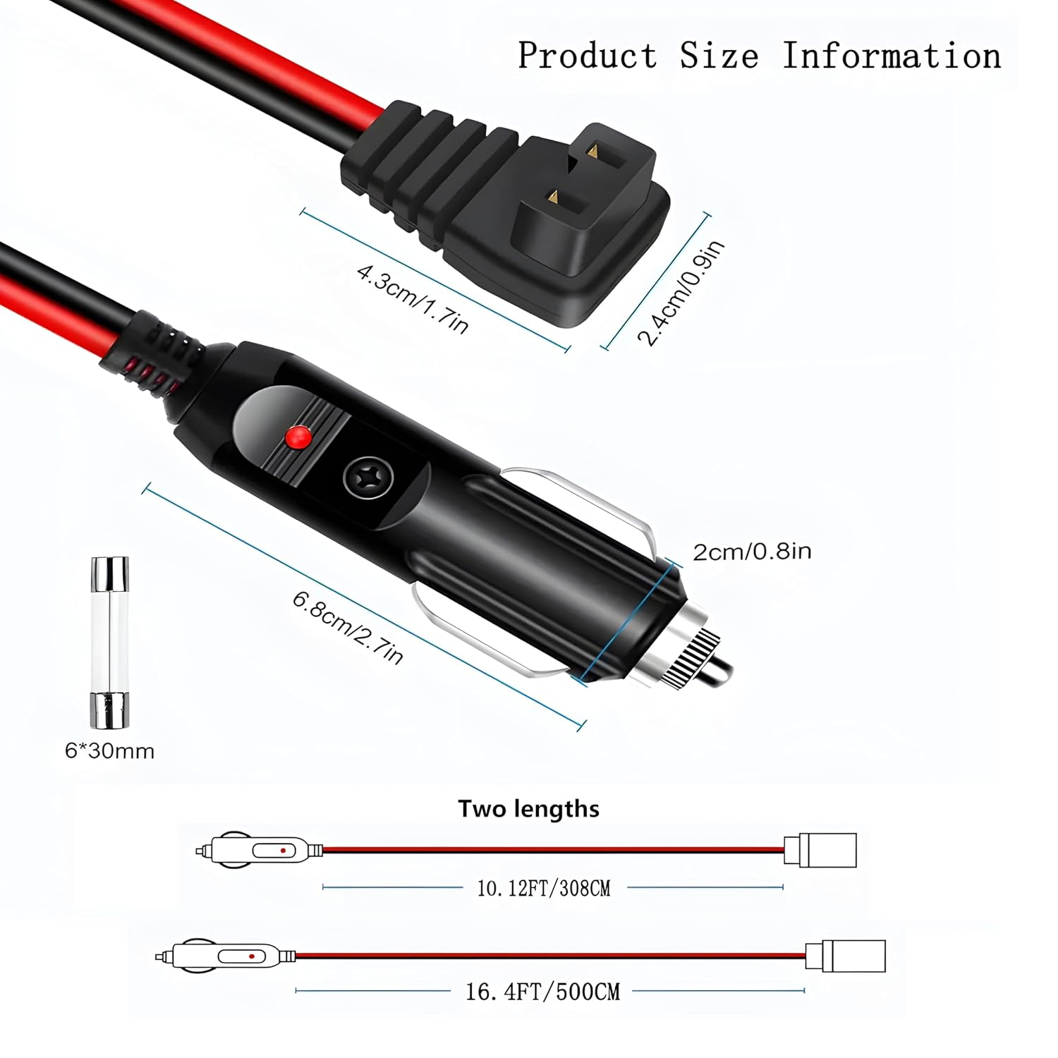12v/24v Car Refrigerator Power Cord, Suitable for Alpicool, Arb, Iceco, Setpower, Costway, Aspenora 12V24V Portable Car Refrigerators (10 FT)