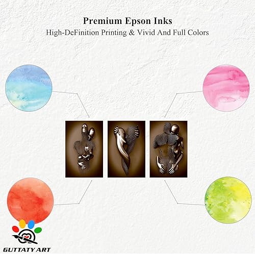 Miniatura 4 de Arte de pared con efecto metálico 3D, arte 3D de corazón de amor gris, arte 3D de bronce dorado, decoración de pared para sala de estar moderna, día