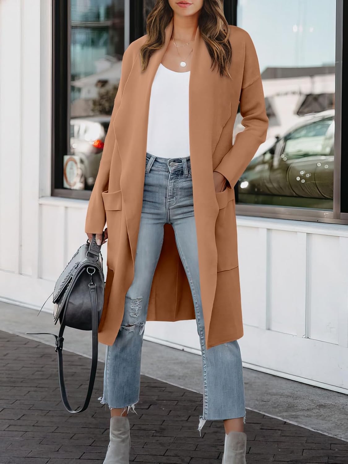 ANRABESS Cardigan Sweater for Women's 2026 Fall Oversized with Pockets