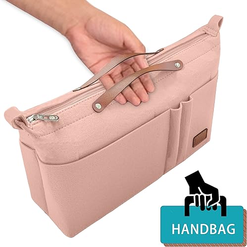 Miniatura 2 de Soyizom Organizador de bolso, organizador de bolsa de inserción para bolsos, organizador de fieltro con cremallera y bolsa de llavero en la bolsa,