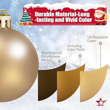 TranquilBliss Christmas Ball Ornaments, 24-Pack, 1.57-Inch, Champagne