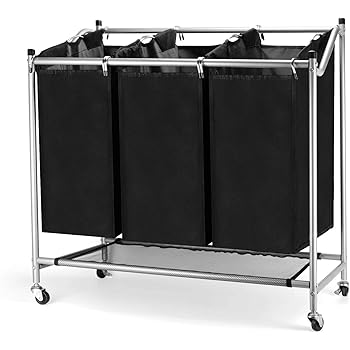 SONGMICS Wäschekorb, Wäschesammler mit 4 abnehmbaren Stofftaschen