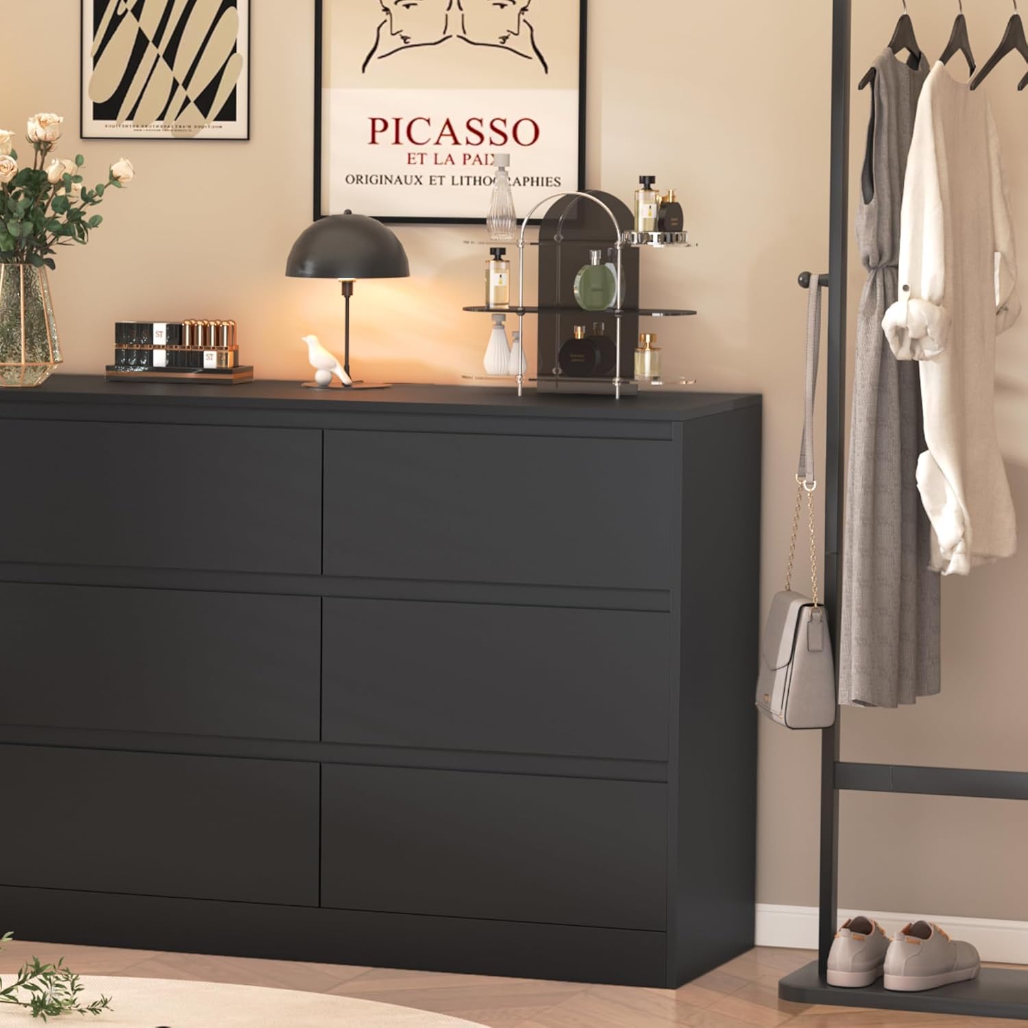 INTERGREAT 9 Drawer Dresser, Large Dresser for Bedroom, Wide Dresser with Deep Drawers, Nursery Dresser for Living Rooms, Corridors and Entrance Halls, Black