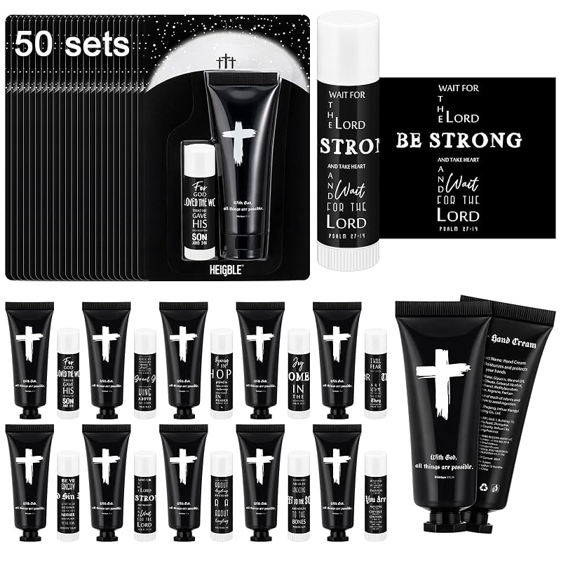 Kit Heigble com 50 Cremes para as Mãos e 50 Bálsamos Labiais, Fragrância de Cedro, Preto