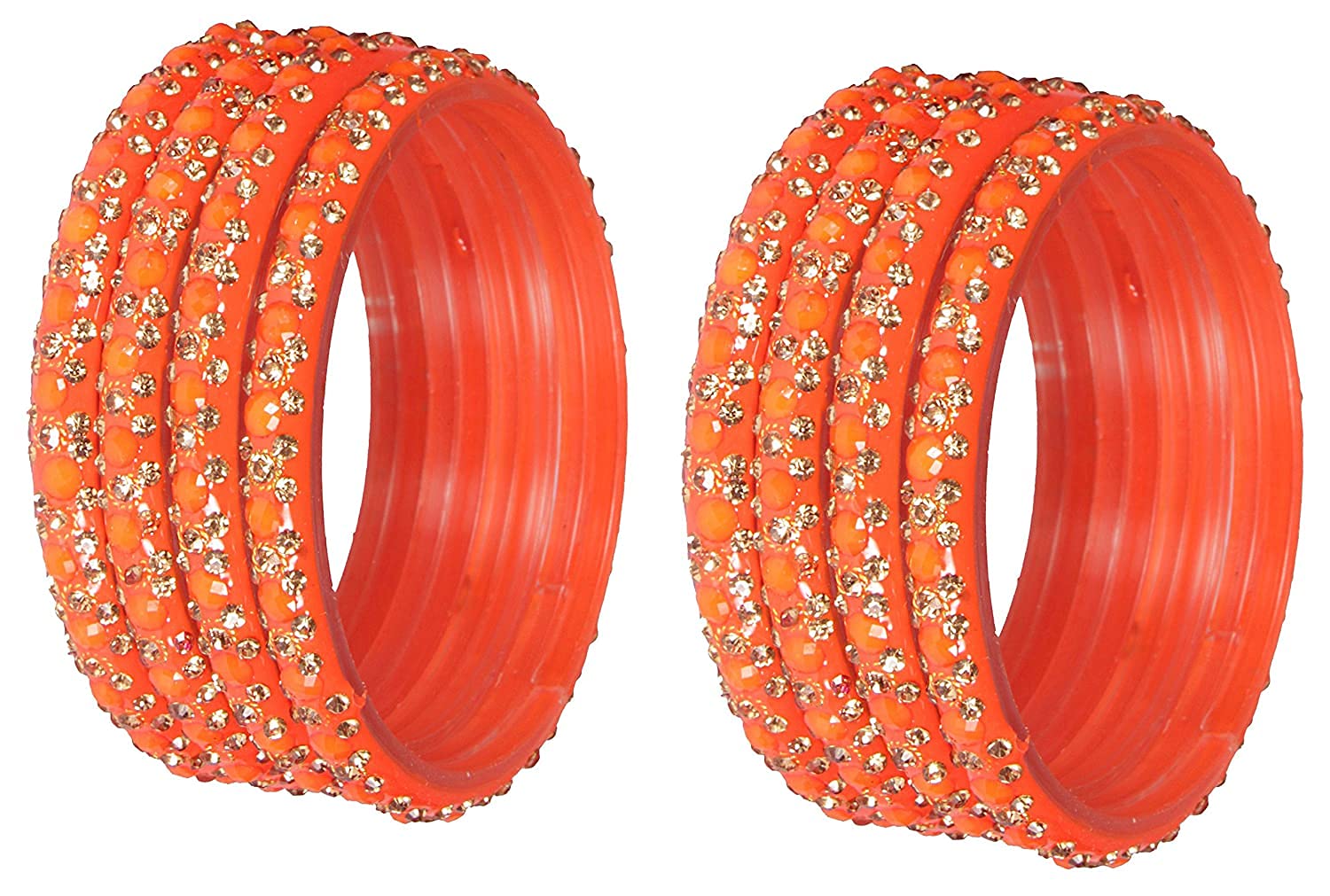 NMII Glass with Zircon Gemstone Or Beads Studded worked Glossy Finished Kada Set For Women and Girls, (Orange_2.6 Inches), Pack Of 8 Kada Set (B073CMTH3H) Amazon Price History, Amazon Price Tracker