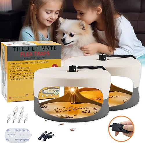 Trampas para pulgas para el interior de tu hogar, paquete de 2 unidades, trampa para pulgas para control de plagas en interiores, mata insectos con