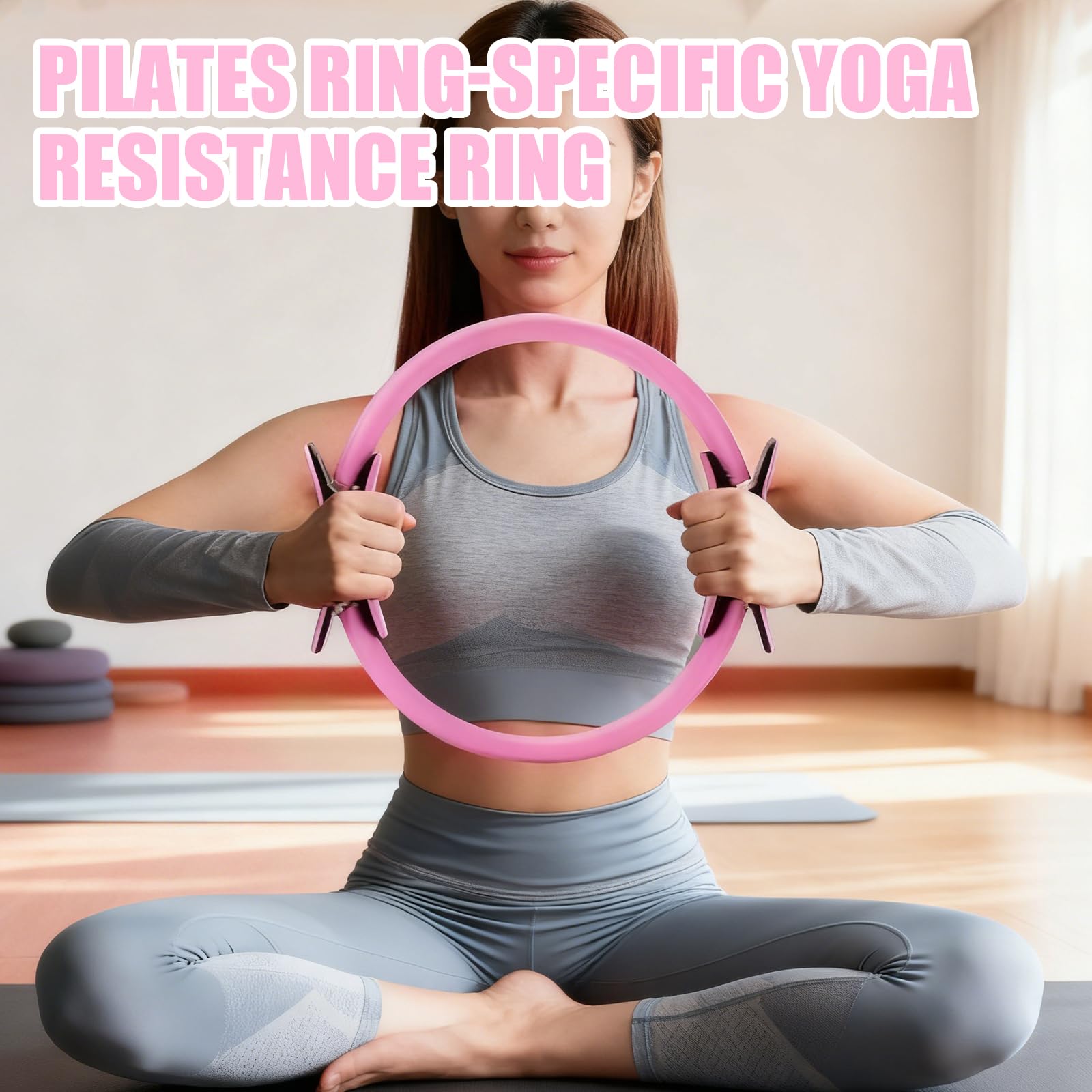 Kit de Pilates 13 Pièces, Ensemble d'Anneau de Pilates avec Ballon de Yoga, Bande de Résistance, Ceinture de Yoga, Chaussettes de Poignée