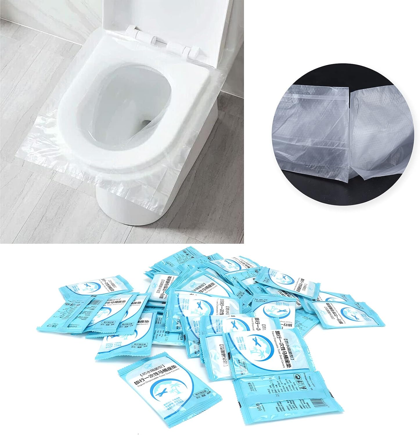 Toilet Pad Toilet Seat Cover Non Slip Portable WC Pad Incontinence Pad Liner 50pcs Individually Wrapped