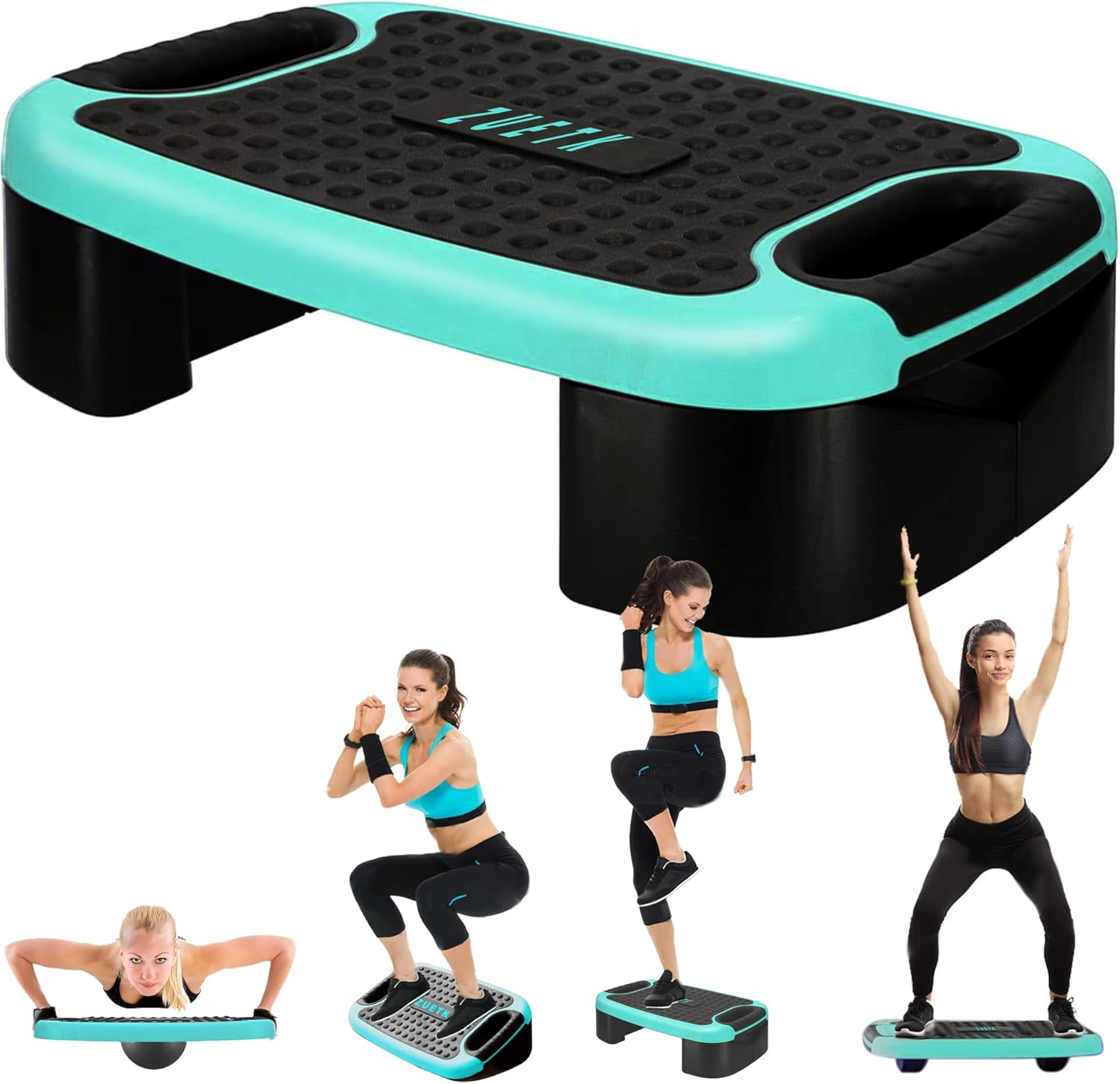 4-in-1 aerobic balance board and step up exercise platform - adjustable multifunctional balance board slant board, steppers for exercise - home workout non slip stepper platform