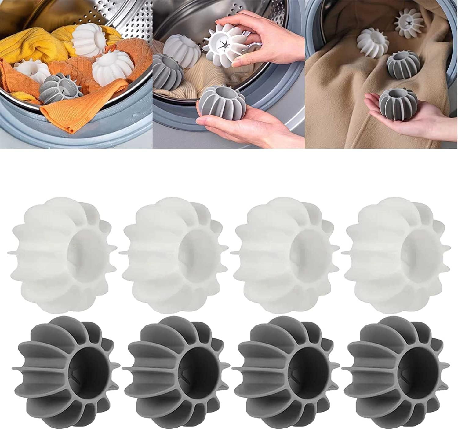 K.B. SALESK.B. SALES 8 Pcs Silicone Anti-Winding Pet Hair Remover Balls Washer for Laundry Reusable Lint Remover Cleaning Balls Washing Machine Silicone Dryer Ball Washing Ball Anti Winding Clothing