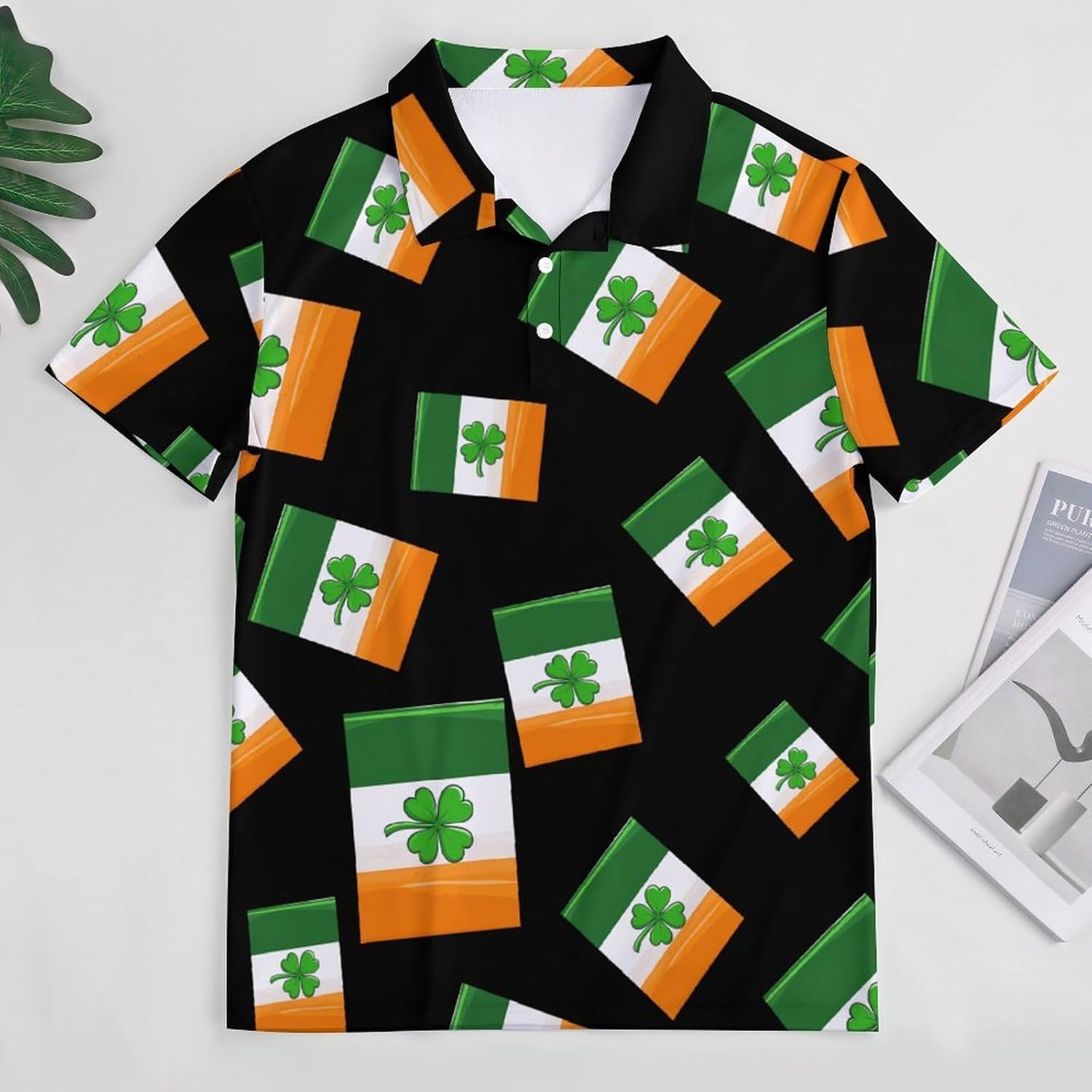 Ireland Shamrock Irish Flag Womens Golf Polo Shirts Summer Short Sleeve Collared 3 Buttons T Shirt Activewear Tops