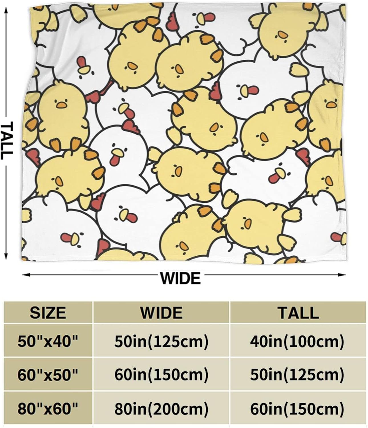 Cute Hen Chicken Cartoon Animal Throw Blanket Super Soft Warm Bed Bedding Blankets for Couch Bedroom Sofa Office Car, All Season Cozy Flannel Plush Blanket Gifts for Girls Boys Adults, 80"X60"