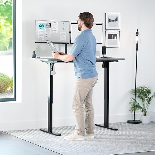 Vista 169 de VIVO DESK-TOP60G - Mesa universal de una pieza de 60 x 24 pulgadas, color gris oscuro, para marcos de escritorio estándar y sentados a pie, altura