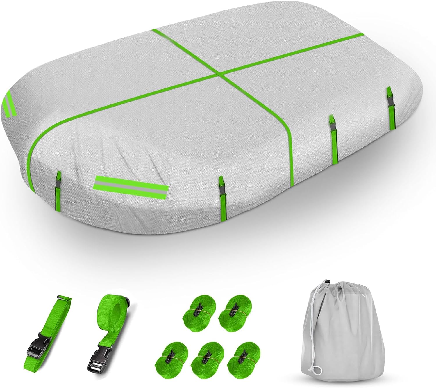 600D Oxford 10.5-12.5FT Inflatable Dinghy Boat Cover, Boat Sun Shade, Waterproof and Sun-Resistant Inflatable Boat Cover, Silver