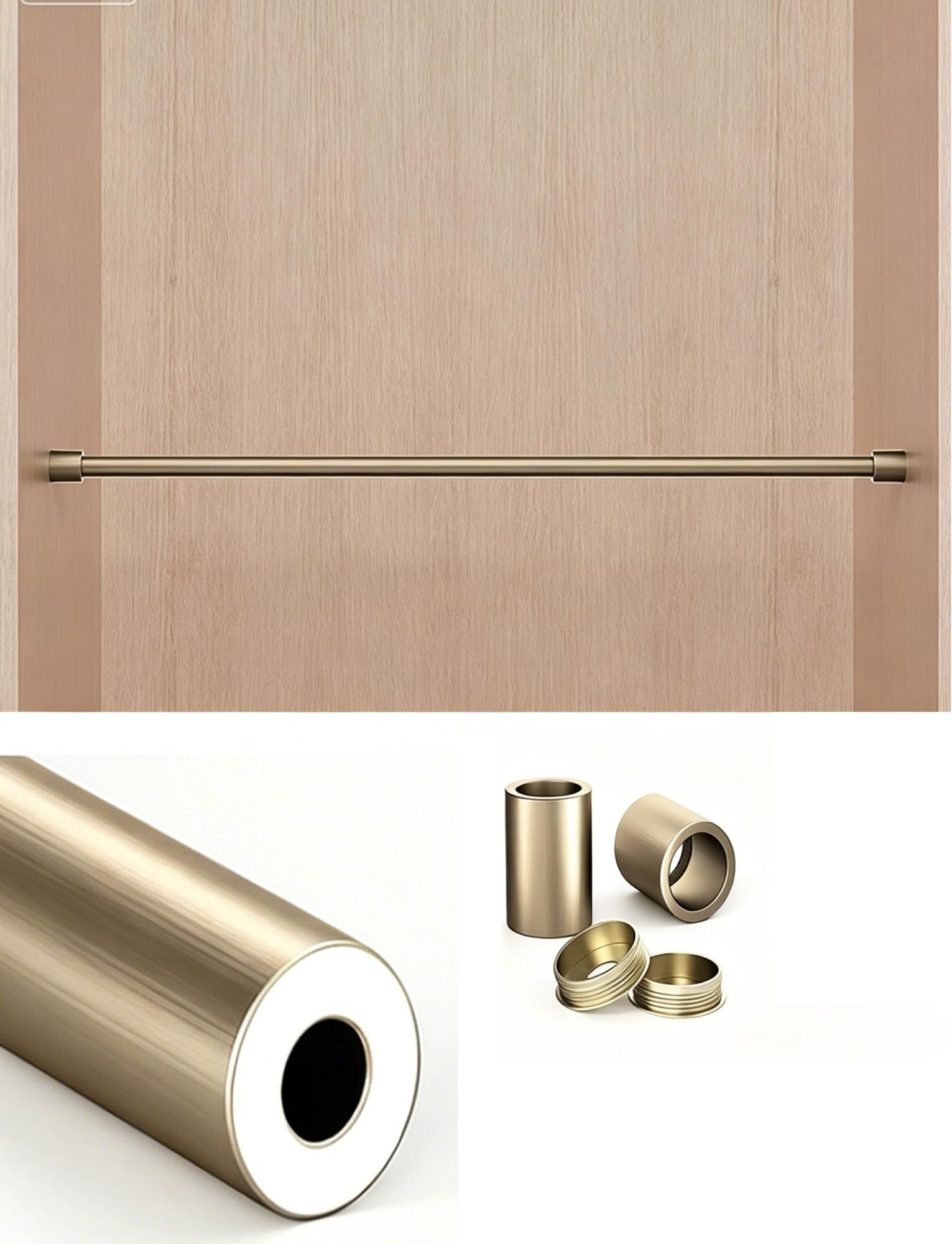 Long Floating Shelf Railing Rod, Aluminum Shelf Guardrail Set, Closet Front Decorative Rod, Multicolor, 11-42 Inch(Brass,27in (69cm))