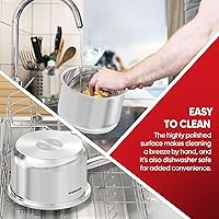 Vista 8 de SUNHOUSE Sartén de acero inoxidable de 1.5 cuartos de galón con tapa, sin PFOA, sartén de acero inoxidable, base de inducción de unión de impacto