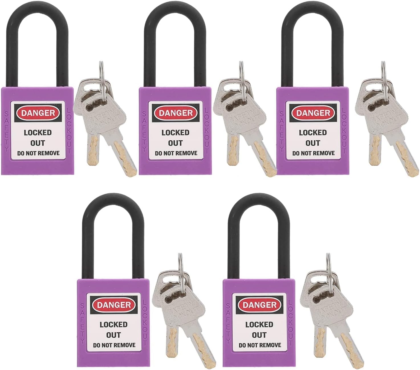 5PCS Lockout Tagout Locks Set, Purple Loto Locks Safety Locks Keyed Different Safety Padlocks for Electrical Lockout Tag Out Kits Lock Out Tag Out Padlock for Lock Out Tag Out Kits Station, Purple