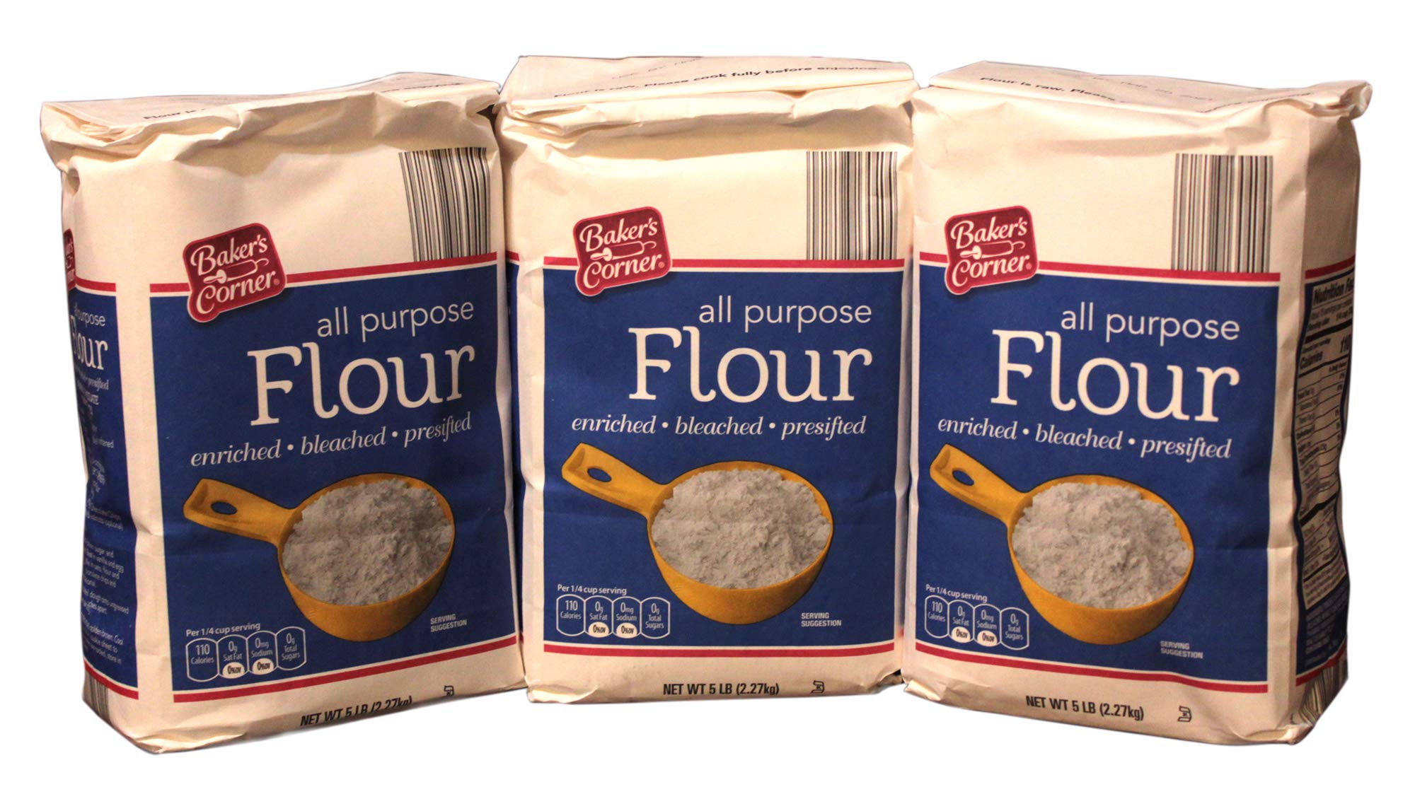 Lot of 3 Bakers Corner All Purpose Baking Flour 3-5lb Bag - 15 Pound