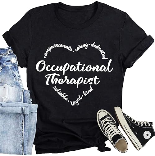 Women Occupational Therapy Shirt Occupational Therapist Heart T-Shirt Casual OT