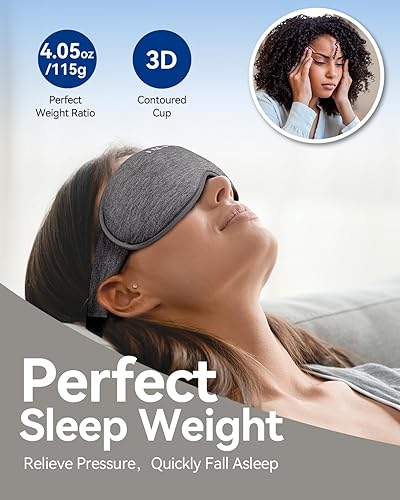 Miniatura 3 de Antifaz para dormir para mujeres y hombres  Máscara de ojos ponderada con tapones para los oídos, copa contorneada 3D, espuma viscoelástica,