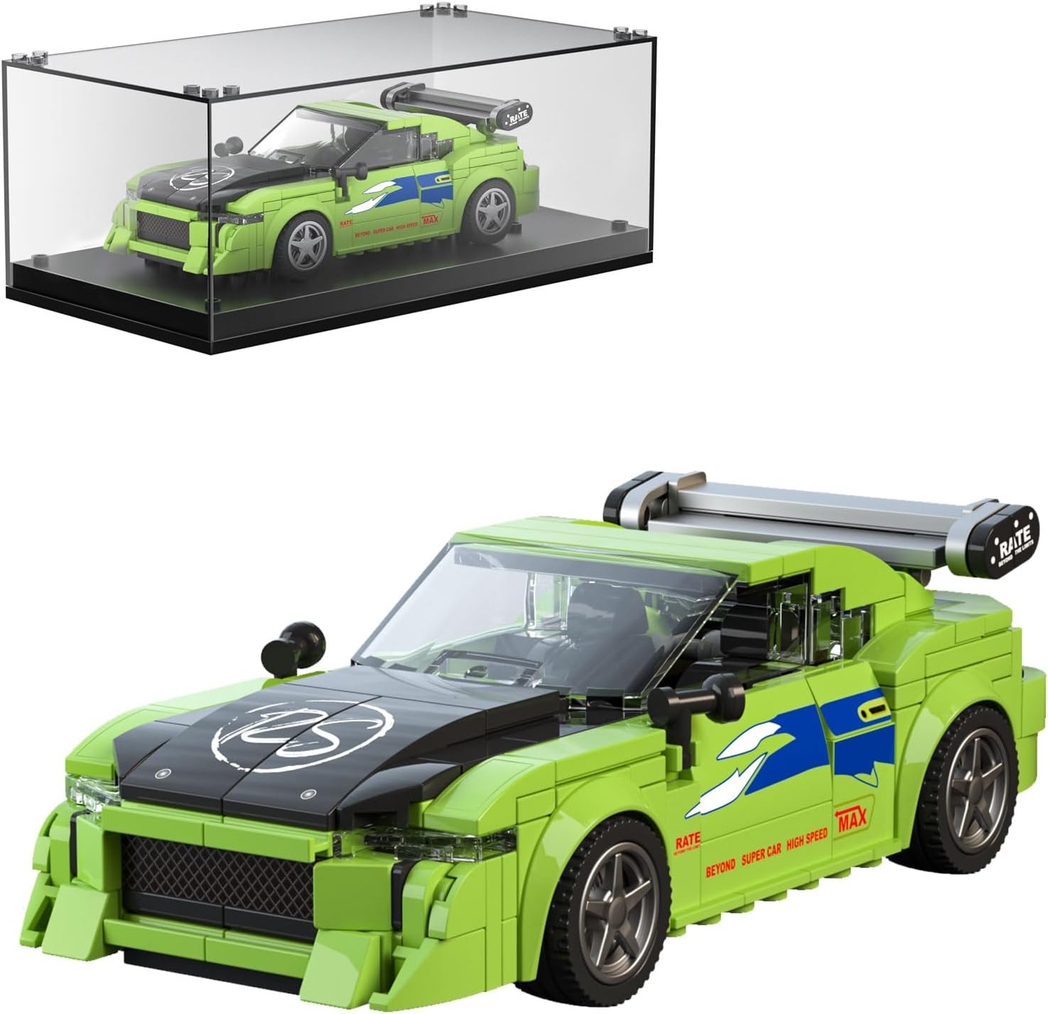 27033 Speed Champions Sports Car Building Blocks, Sports Racing Car Building Blocks Set with Acrylic Display Case, Model Cars for Collecting