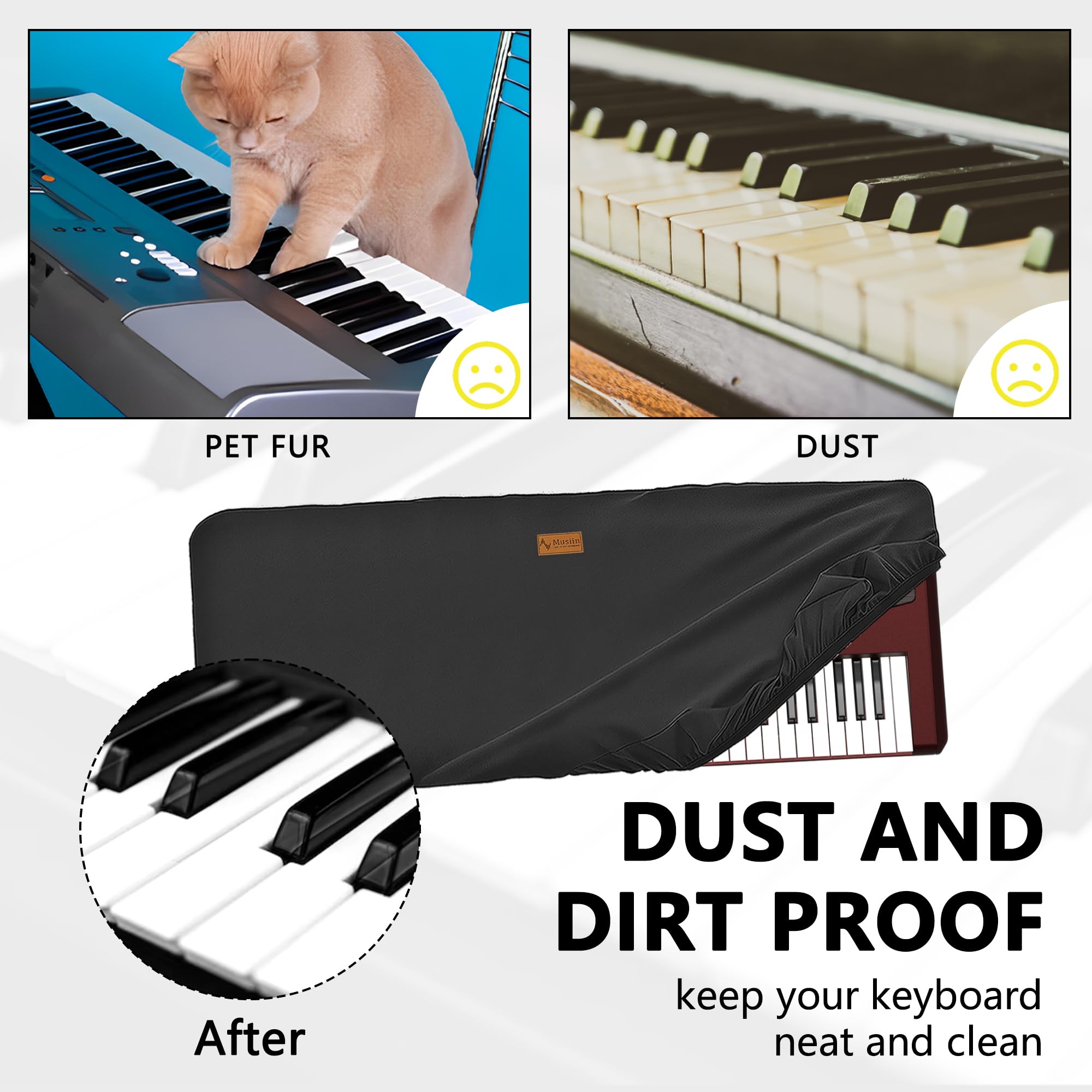 Musiin Staubschutz für Klaviertastatur mit 61 Tasten, kompatibel mit KORG Pa1000, Pa700, Pa700RD, Pa700 ORIENTAL, Pa600, Pa600QT und Pa300, Chinlon, Smooth Touch & Custom Fit