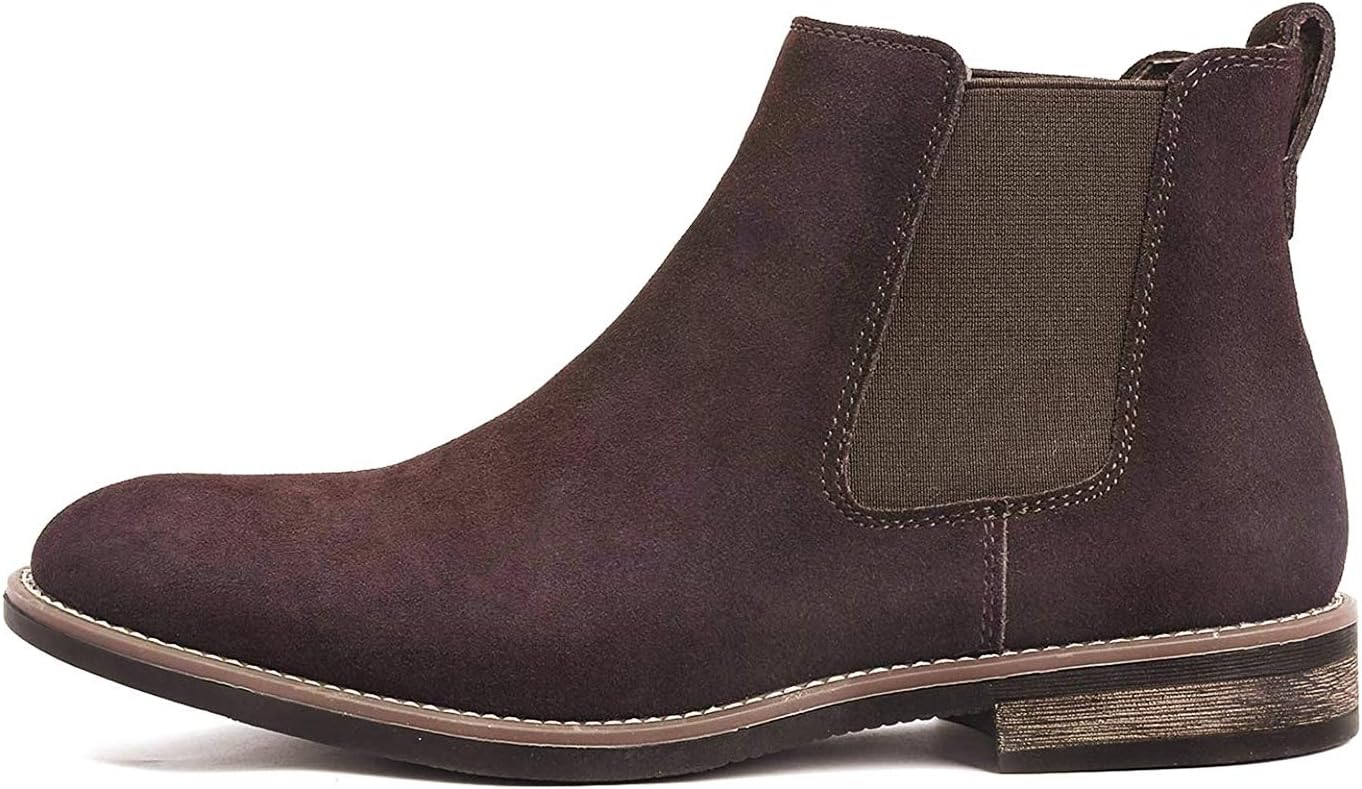 Bruno Marc Men's Suede Leather Chelsea Ankle Boots 7 Dark Brown