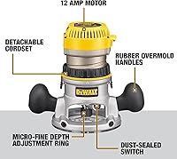 Vista 3 de DEWALT Enrutador, Kit de base fija / arrugado, velocidad variable, inicio suave, 2-1 / 4-HP (DW618PKB)