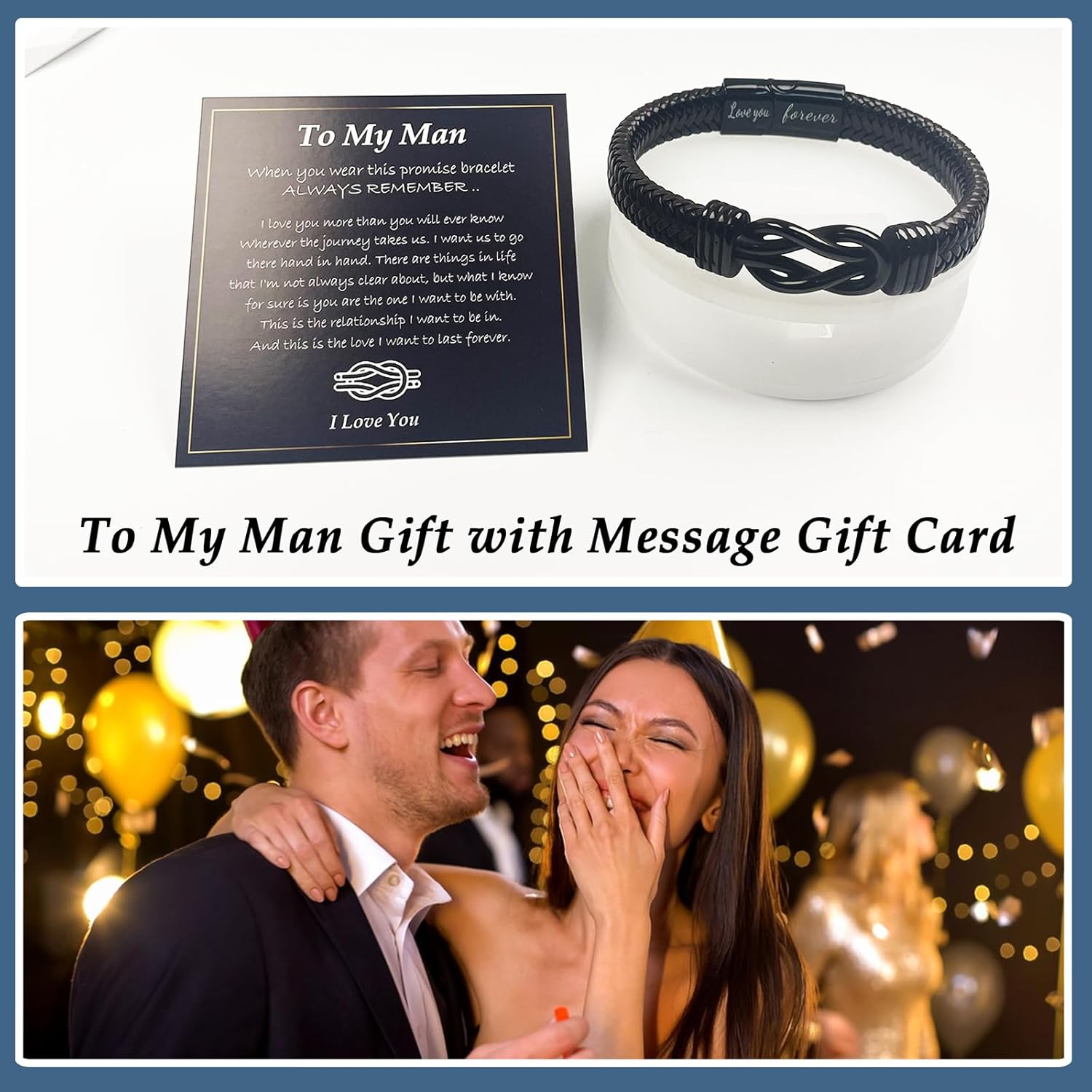 Gifts for Men Infinity Leather Bracelet for Dad New Daddy Husband Boyfriend Son Grandson Brother Nephew Uncle Brown Braided Engraved Leather Jewelry Gifts for Fathers Day Birthday Christmas - Image 3