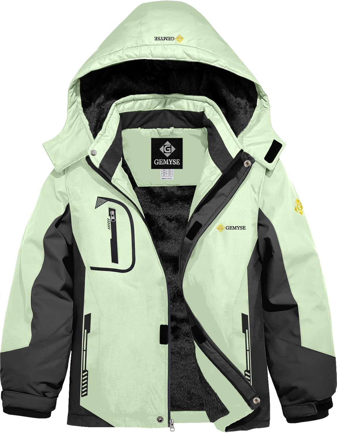 GEMYSE Boy’s Waterproof Ski Snow Jacket Fleece Windproof Winter Jacket with Hood GEMYSE Boy’s Waterproof Ski Snow Jacket Fleece Windproof Winter Jacket with Hood