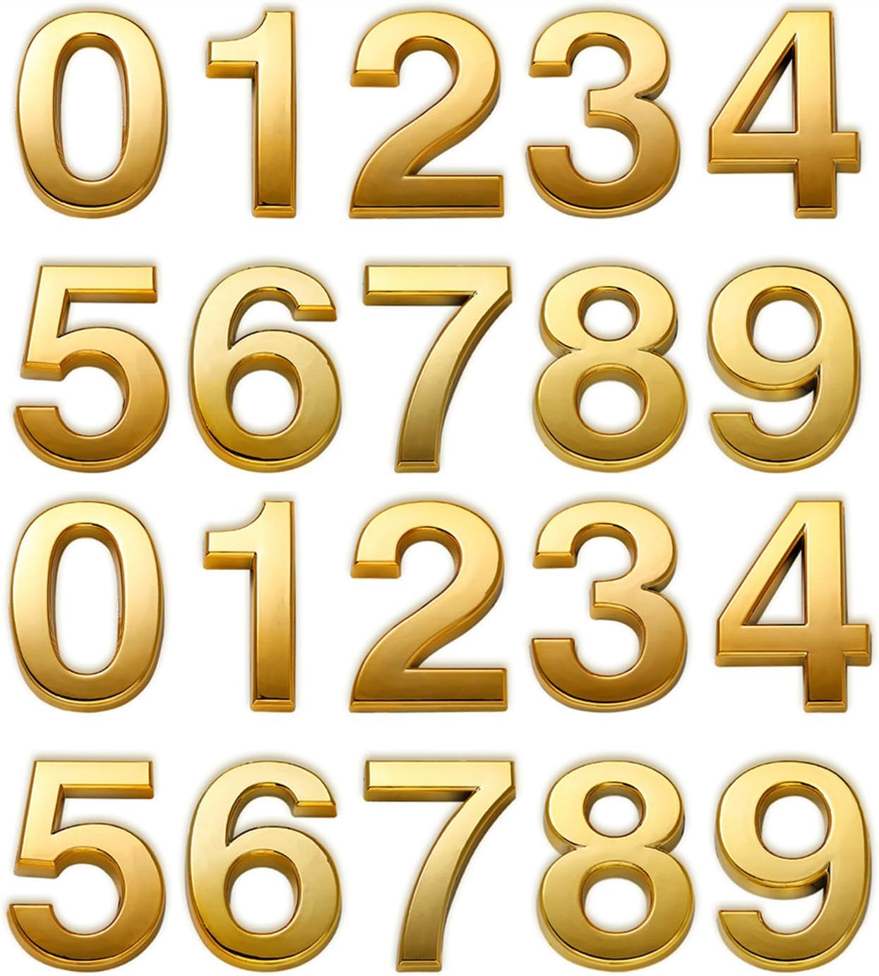 Mailbox Numbers Gold, 2 Inch Address Sign Number Stickers for House Doors, Hotel Apartment Office Room, Business Decorate Project, Pack of 2 Sets.