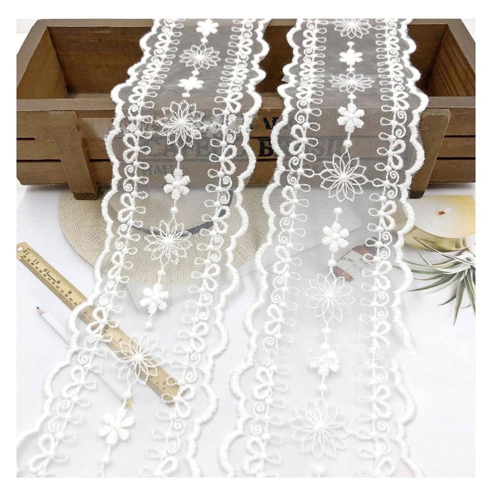 Bordure en dentelle brodée à fleurs en coton haut de gamme pour haute couture 15 yards