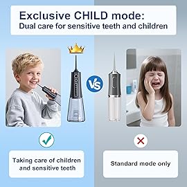 MOCEL Water Dental Flosser OLED Display Cordless Teeth Cleaning MOCEL 5 Modes Oral Irrigator 300ML Portable and USB C Rechargeable IPX7 Waterproof Floss Teeth Pick (Black)