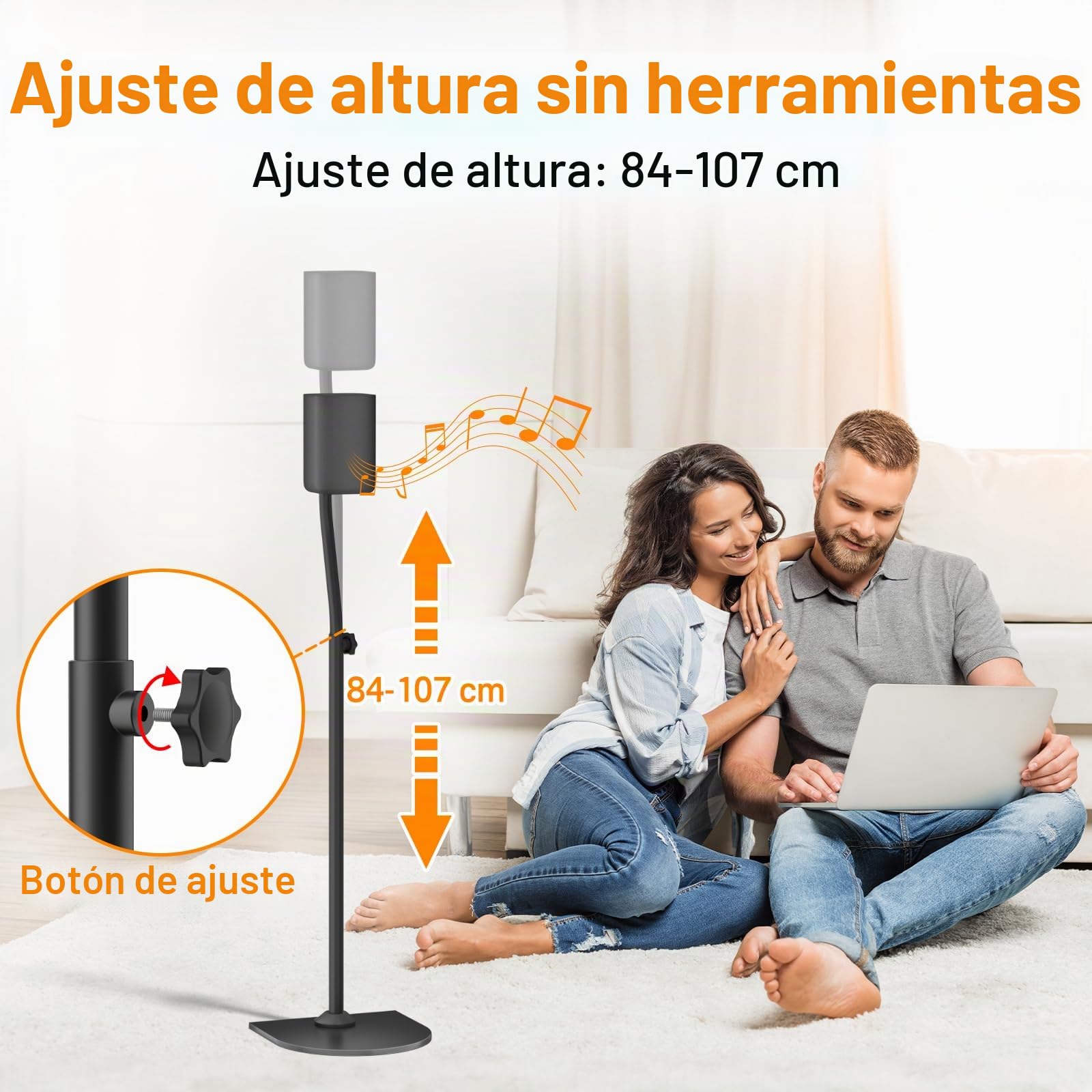 notiela Soporte universal para altavoces envolvente par de altura de 33 a 42 - Soporte de altavoz trasero para LG, Vizio, Sony, Samsung La mayoría de los pequeños soportes de altavoces de sonido