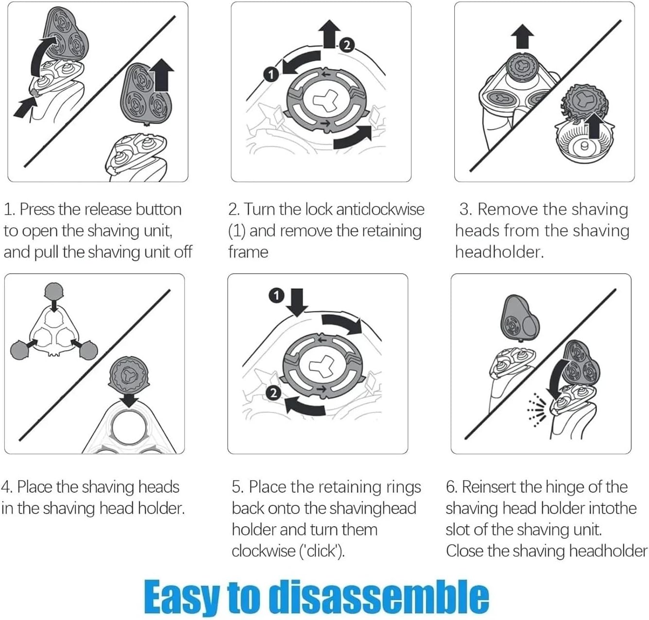 Replacement Shaving Heads，Compatible for Philips，Compatible for Norelco，Shaver Series 7000 and Angular-Shaped Series 5000, SH71 Razor Accessories(6pcs)