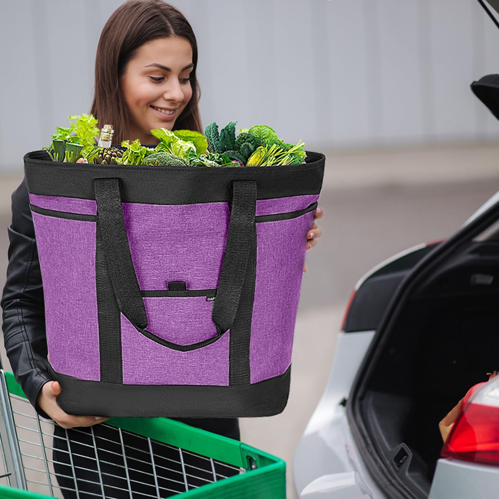 OUUTMEE Borsa termica isolata per la spesa, grande borsa termica per la spesa, per alimenti freddi/caldi