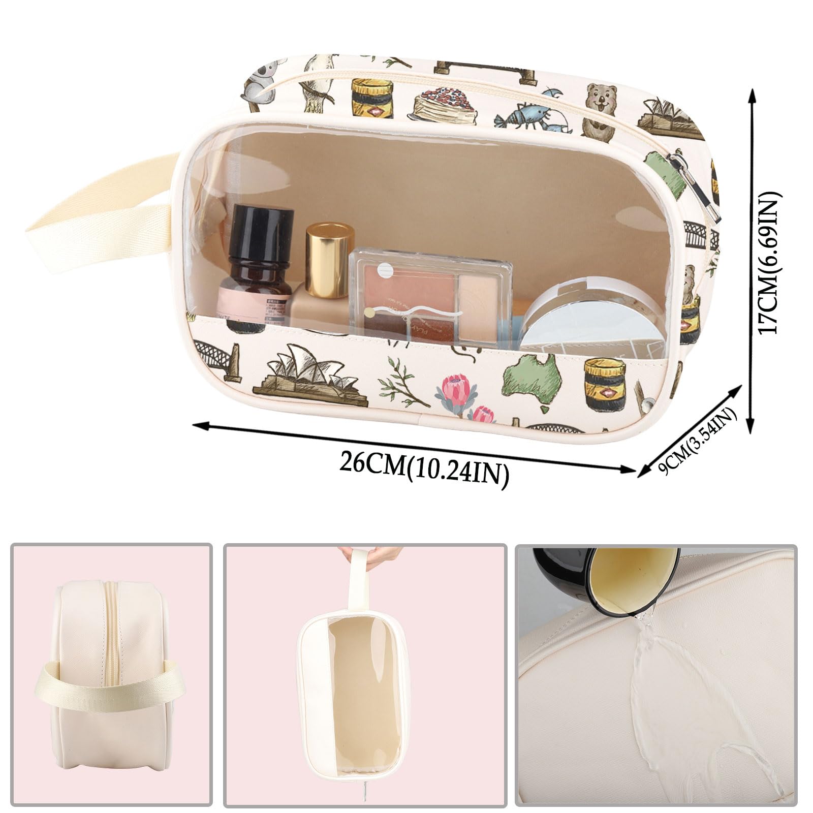 Australia Trip Clear Makeup Bag Australia Travel Vacation Souvenir Let's Go to Australia PU Leather Cosmetic Bag (Australia PU) - Image 2