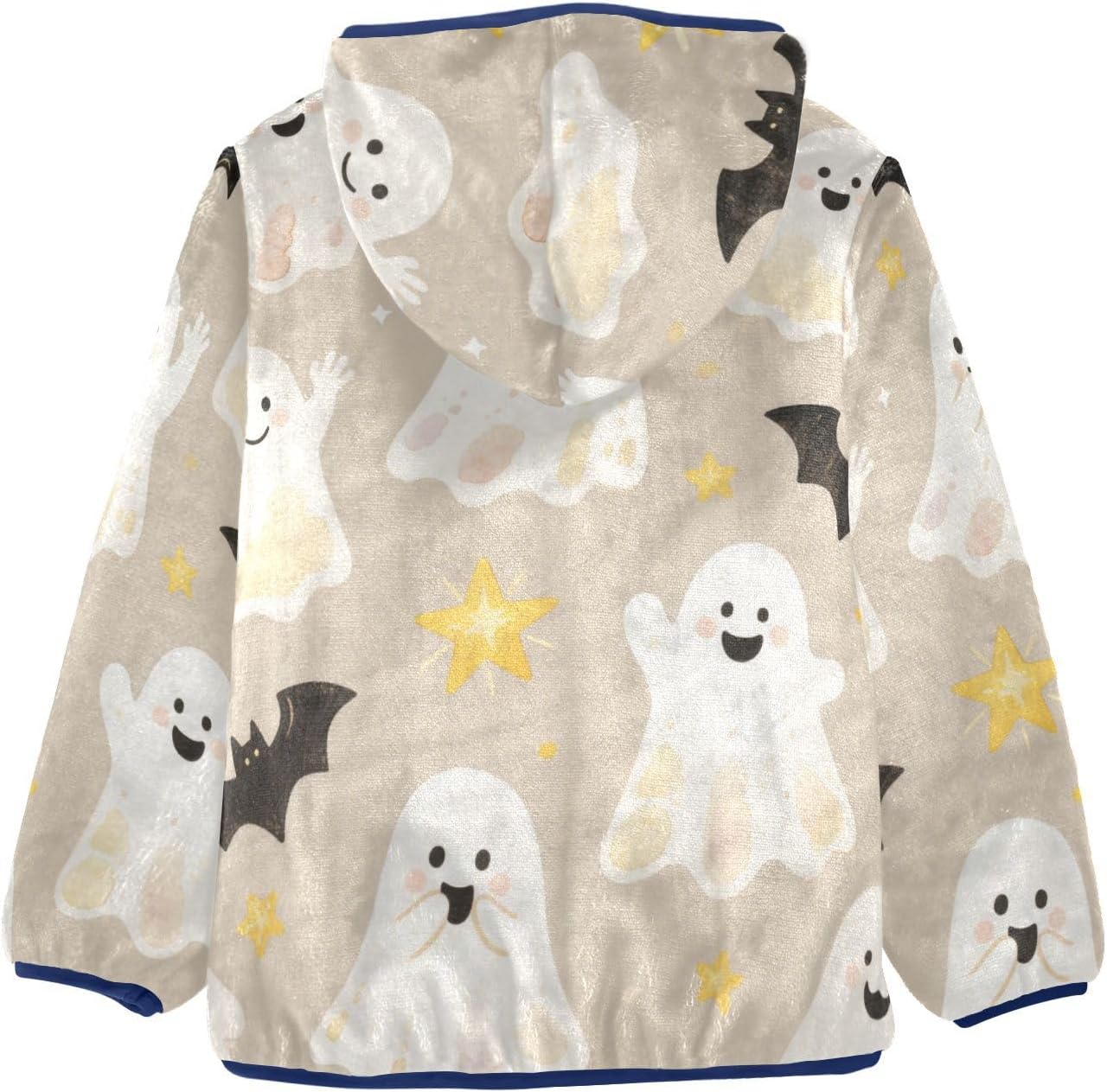 Cute Cartoon Halloween White Ghosts Jackets for Toddler Outerwear Jackets Navy Blue Fall Baby Boys Clothes