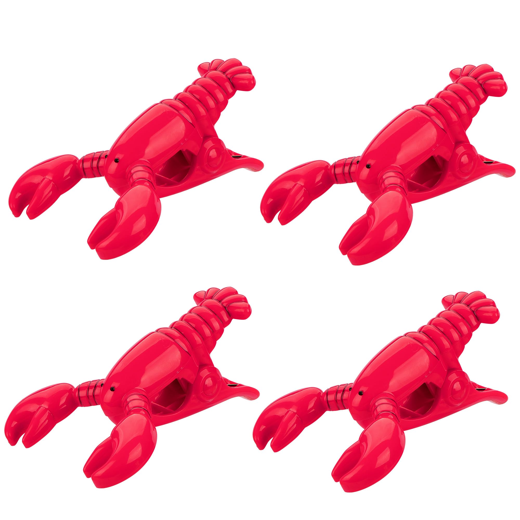 CAIRIAC Beach Towel Clips for Beach Chairs, Lobster Beach Chair Clips for Towels, Clothes Pins Plastic Clips, Towel Clips for Beach, Pool, Cruise Ship, Boat (4 Pack, Red)