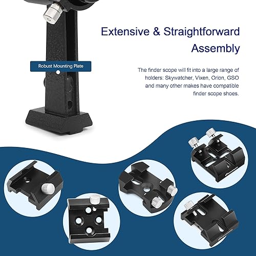 Miniatura 21 de Astromania Buscador de alcance 9x50, ángulo recto de imagen correcta, buscador de telescopio óptico, totalmente multicapa para telescopio