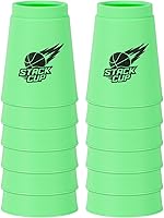 Vista 12 de DEWEL Quick Stacks Cups, 12 piezas de juego de entrenamiento de velocidad de vasos apilables para deportes (negro-nuevo)