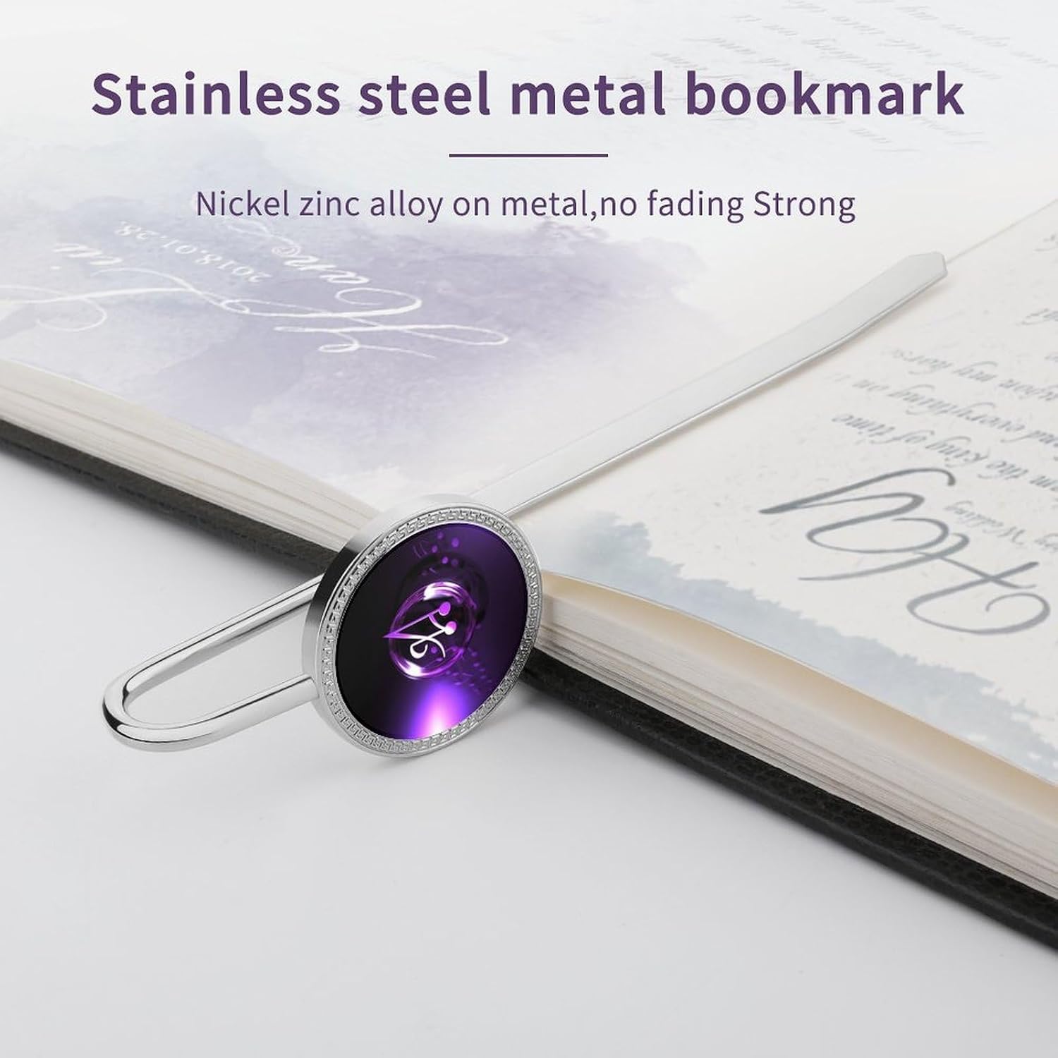 1.2" Lightweight Metal Purple Music Symbol Book Mark for Reading Lover image 3