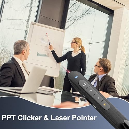Miniatura 2 de Clicker para presentaciones de portátiles con control remoto de presentador inalámbrico 328 pies3281ft de alcance remoto Powerpoint Clickers de