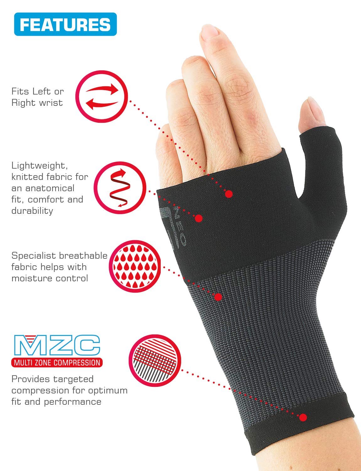 Neo G Wrist and Thumb Support for Arthritis, Joint Pain, Tendonitis