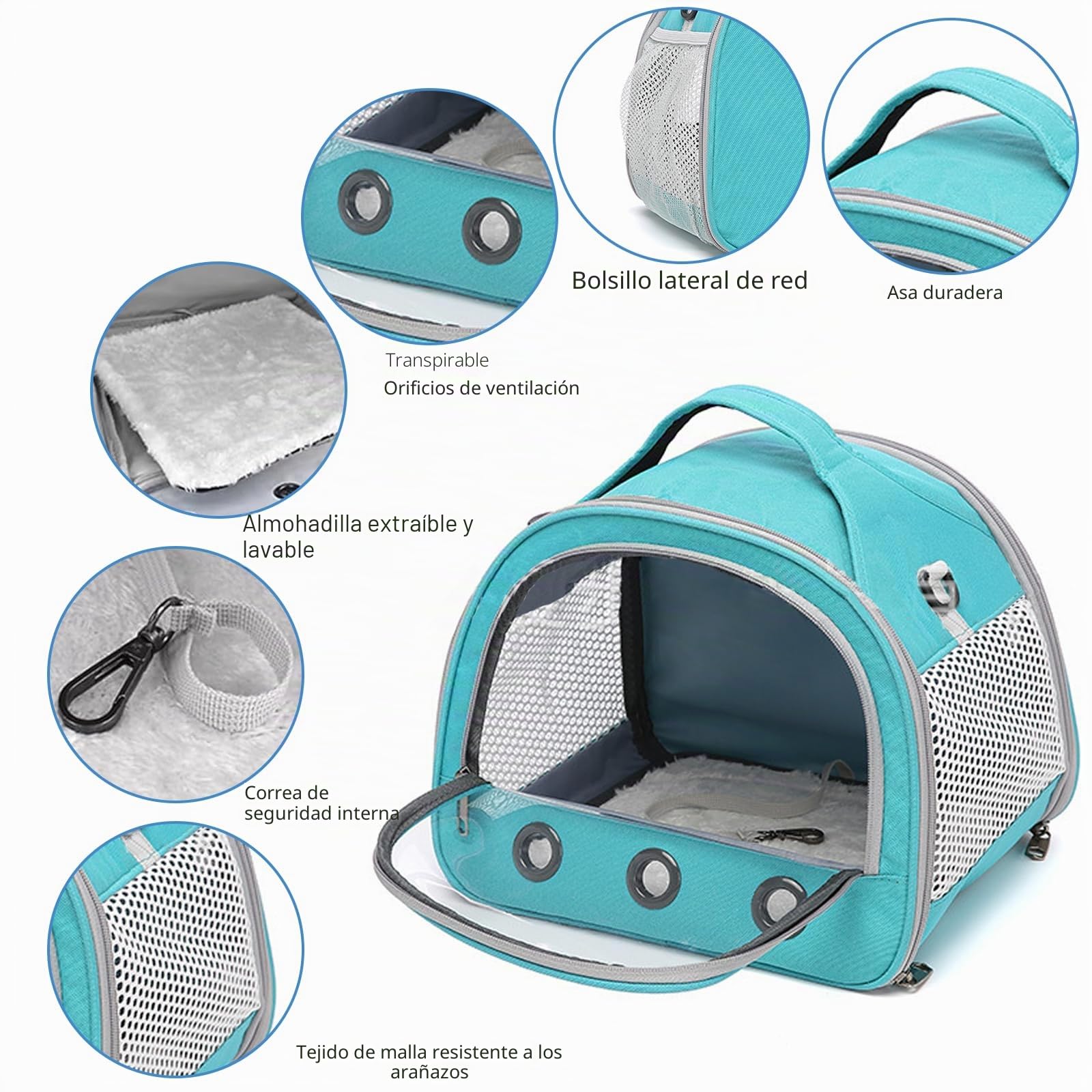 30 x 27 x 21 cm. Bolsa de transporte para gatos, transpirable y plegable, con correa ajustable, para conejos, conejos, gatitos
