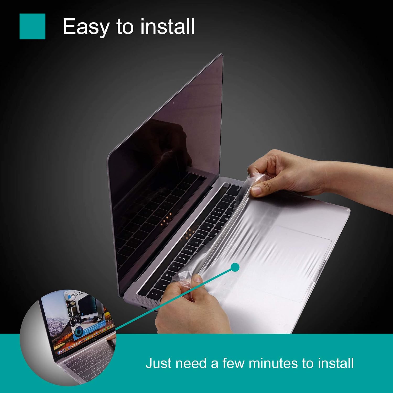 Fully Covered Flat Style 0.025mm Wipeable Superb Tactile Feeling Waterproof Anti-Dust Keyboard Cap Cover for MacBook Air/Pro 13 Inch Hospital/Dentist Use [3 Pack]