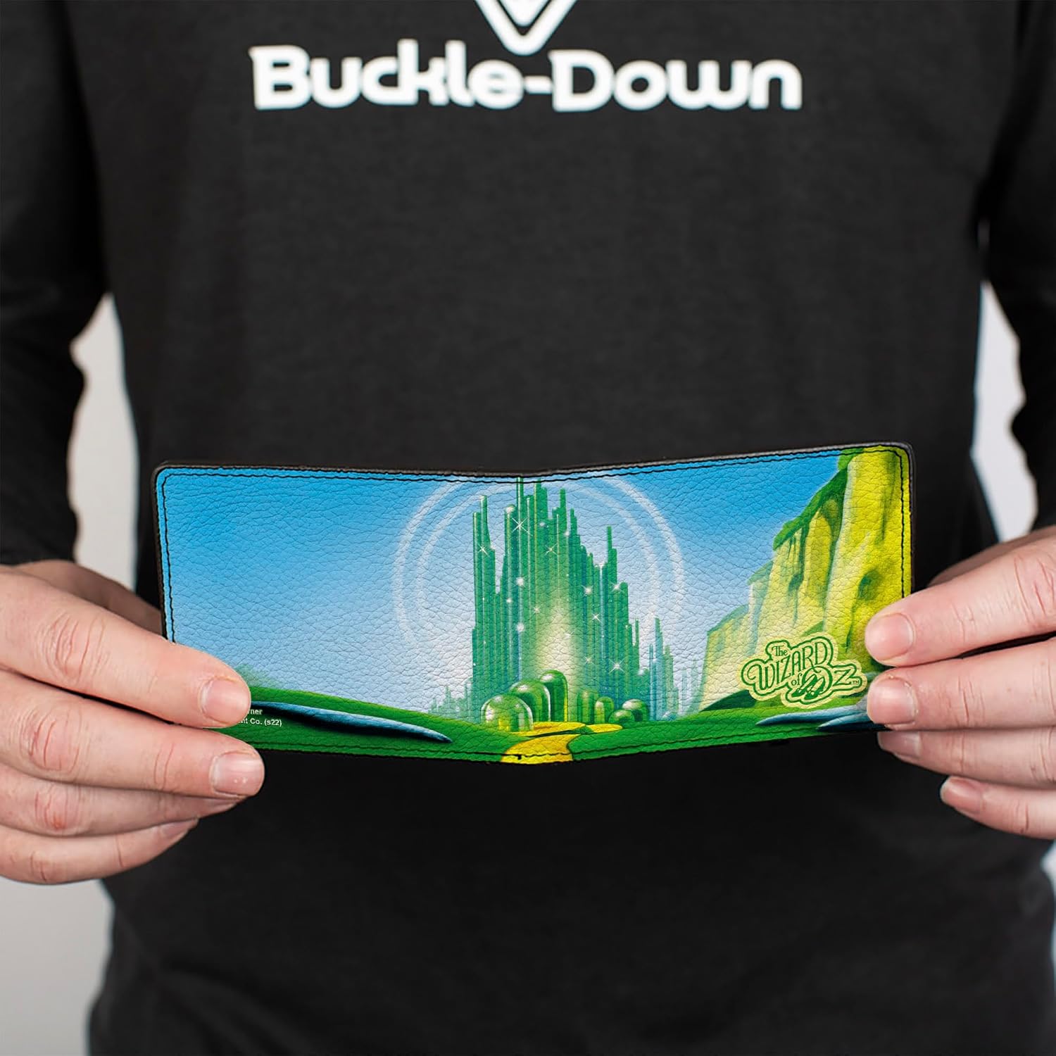 Buckle-Down Movies Wallet, Bifold, The Wizard of Oz Emerald City Scene Blues Greens, Vegan Leather