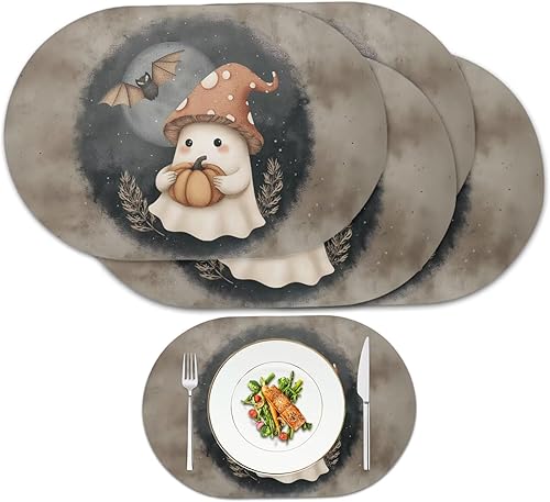 Miniatura 70 de Juego de 6 manteles individuales lavables para mesa de comedor, resistentes al calor, mesa de cocina, decoración del hogar, lavable, ovalada, de